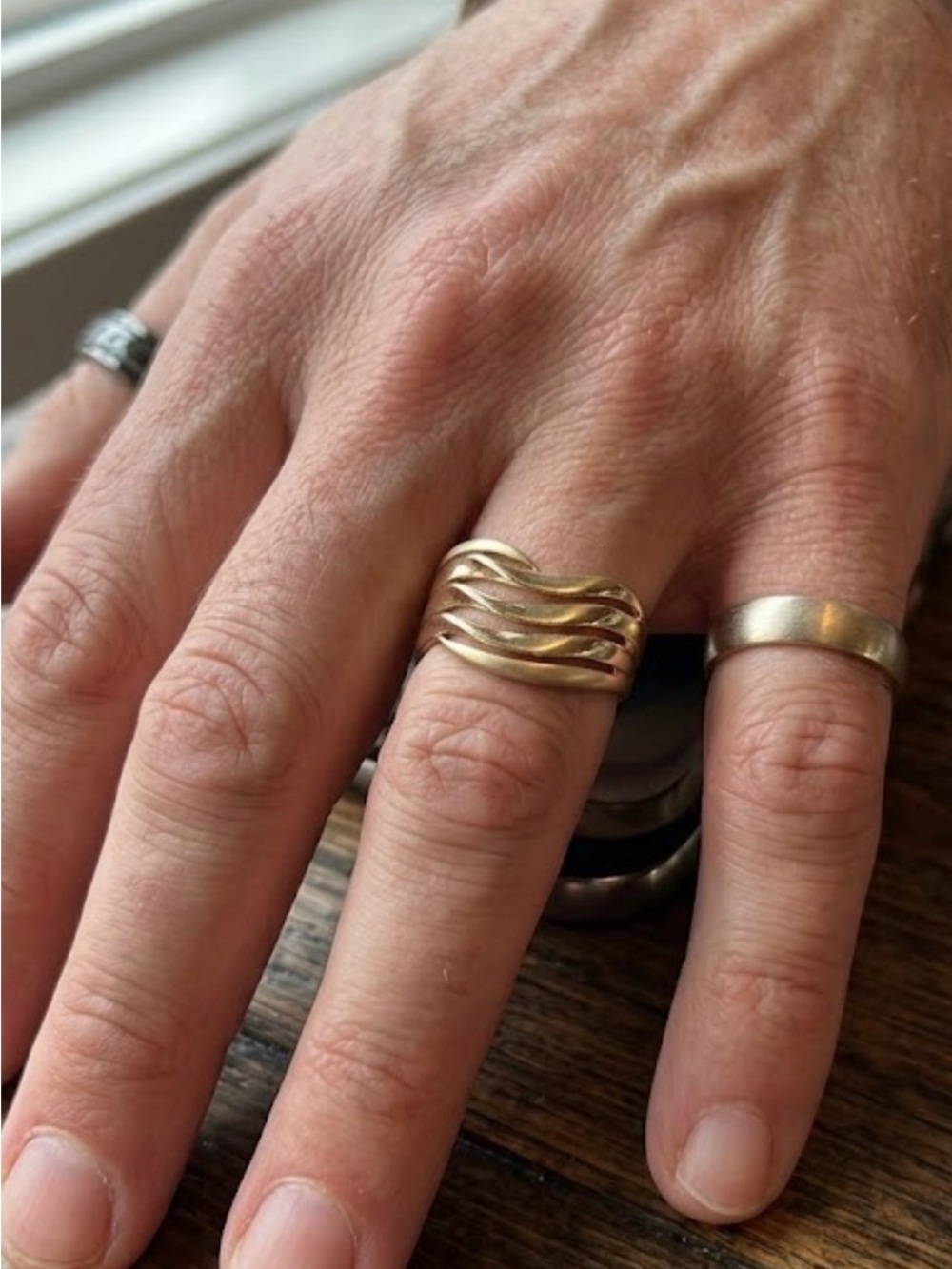 Gold Wavy Multi-Band Ring - 10k Gold